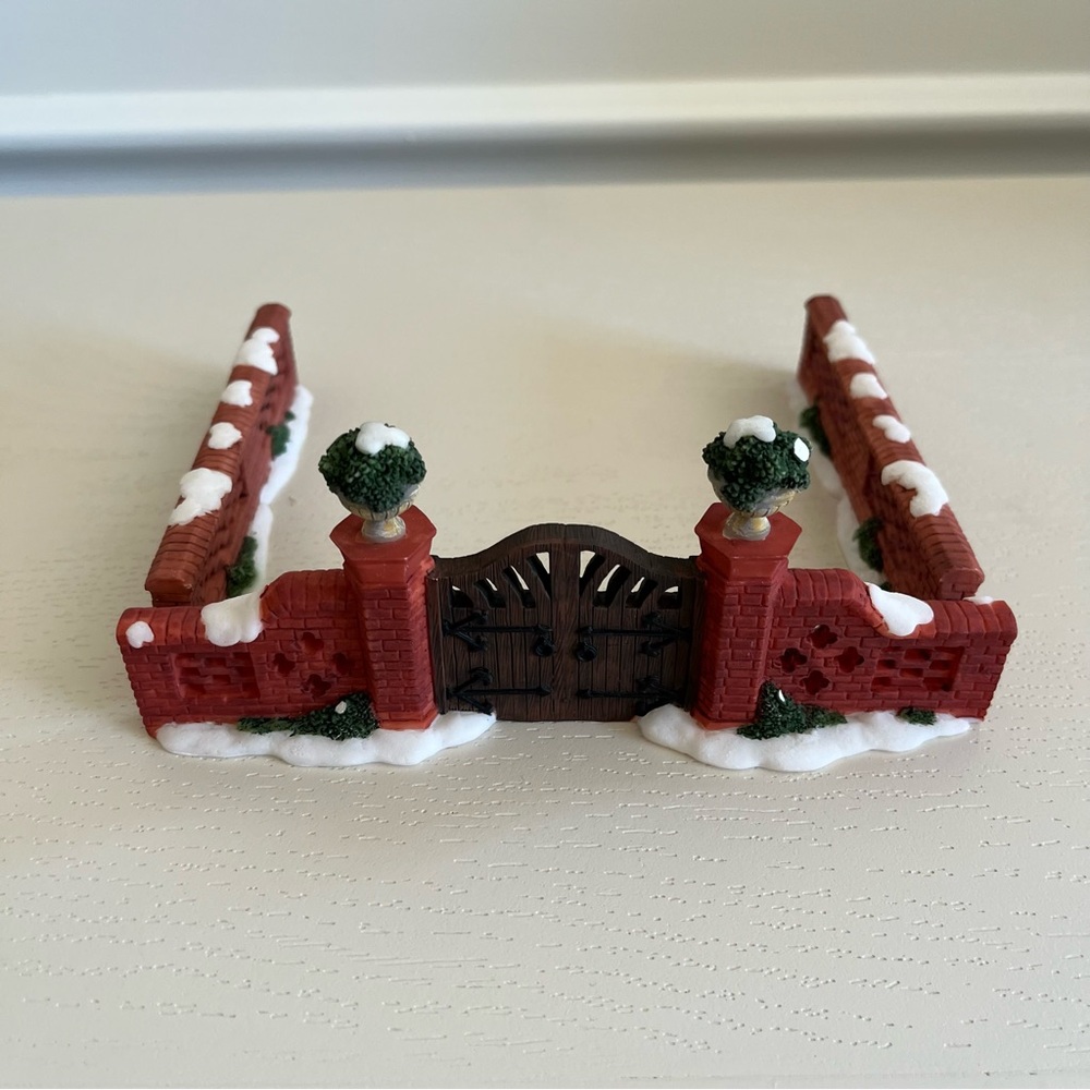 Santa’s Workbench Christmas Village Accessory - Miniature Brick Fence with Gate